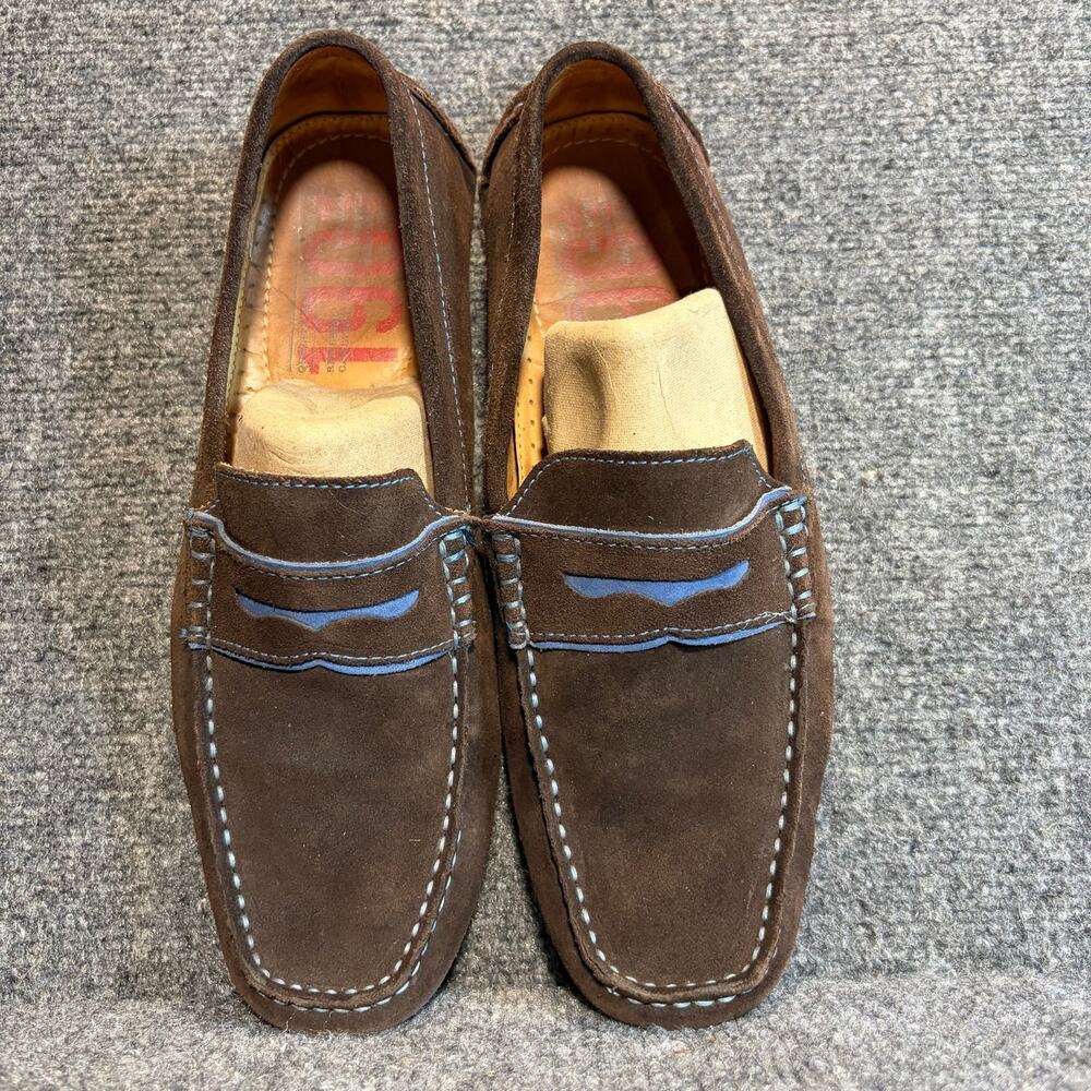 1901 Miami Brown Suede Casual Driving Shoes Loafers Men 8 M7153 Moc Toe Blue